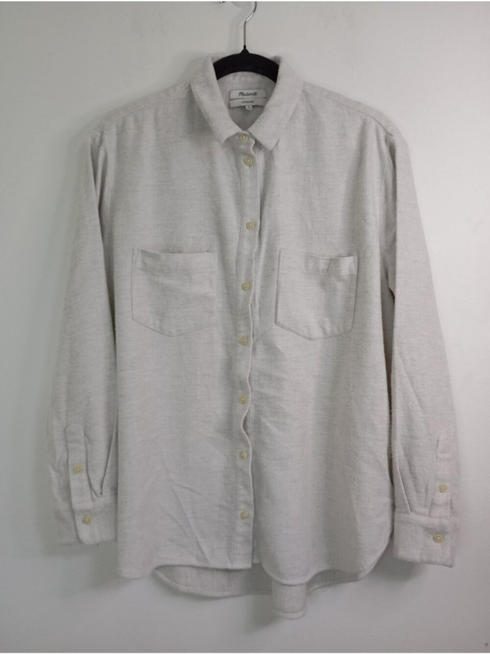 Madewell Shirt Franel Oversized Button-down Pockets 100% Cotton Light Gray M